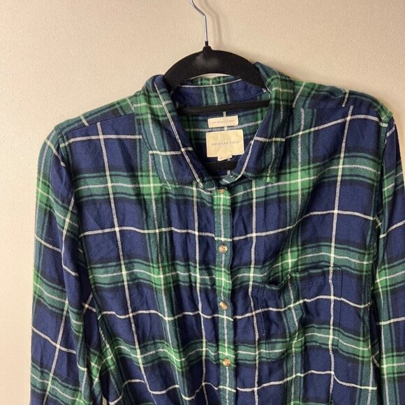 American Eagle ahh mazingly soft plaid button up top women’s XL - Picture 2 of 8